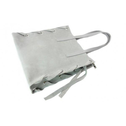 Zamszowa torba Shopper bag ,duży worek, kółka, Vera Pelle pojemny Szara WK745G KEMER
