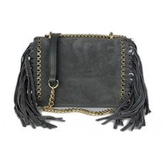 Piękna duża listonoszka A5 frędzle ,złoto ,dzety ,łańcuch skóra zamsz z dollaro szara VPZ88G