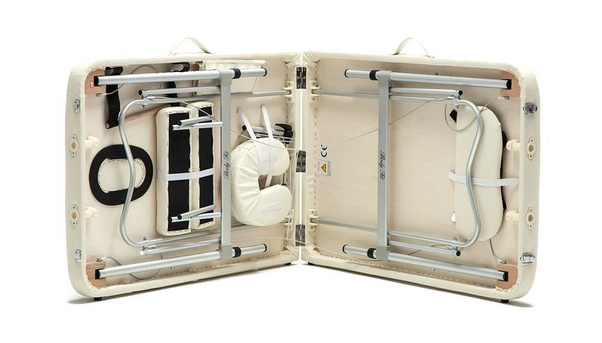 Stół, łóżko do masażu 2-segmentowe aluminiowe XXL Kremowe