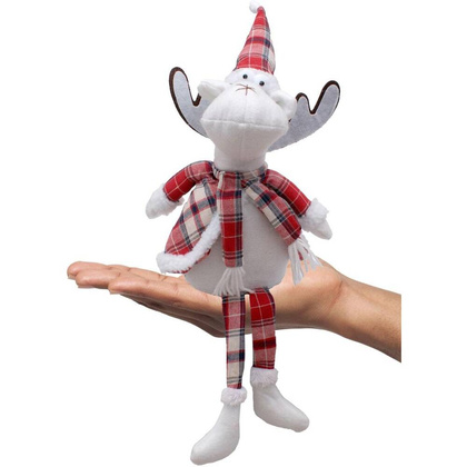 RENIFER ŚWIĄTECZNY CZERWONA KRATKA 35+20CM