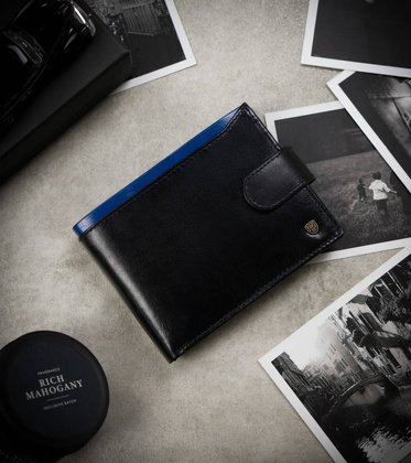 Skórzany portfel męski z kieszenią na dowód rejestracyjny