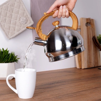Czajnik stalowy z gwizdkiem automatyczny do gotowania wody tradycyjny srebrny1,5 l