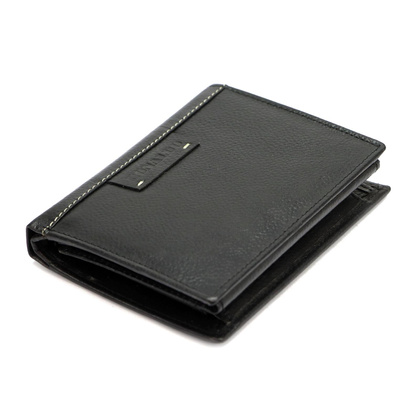 Duży skórzany czarny portfel męski rfid