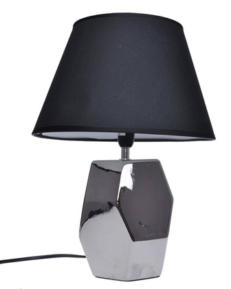 Lampa ceramiczna srebrna z czarnym kloszem