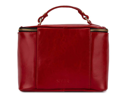 Skórzana kosmetyczka damska FK01 Solier czerwona - min. zamówienie 20 / 50 / 100 szt.