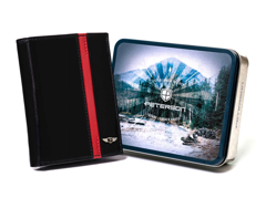 Pionowy portfel męski ze skóry naturalnej