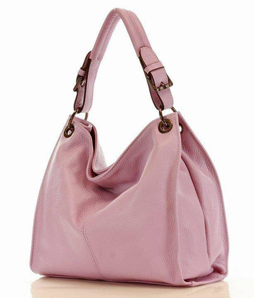 MARCO MAZZINI Torba skórzana hobo leather bag lila róż - min. zamówienie 20 / 50 / 100 szt.