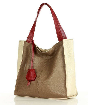 Modny skórzany shopper MAZZINI - Portofino Max multi beż khaki - min. zamówienie 20 / 50 / 100 szt.