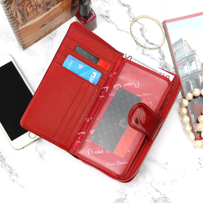 PIERRE CARDIN Skórzany portfel damski, czerwony