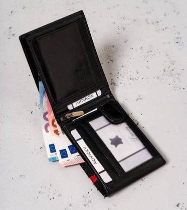 Portfel męski skórzany N61-RVTP-3036 Czarny-Red