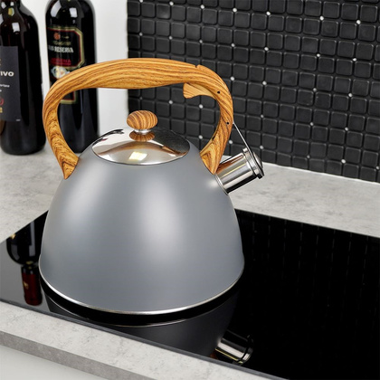 Czajnik stalowy tradycyjny z automatycznym gwizdkiem szary 3 l