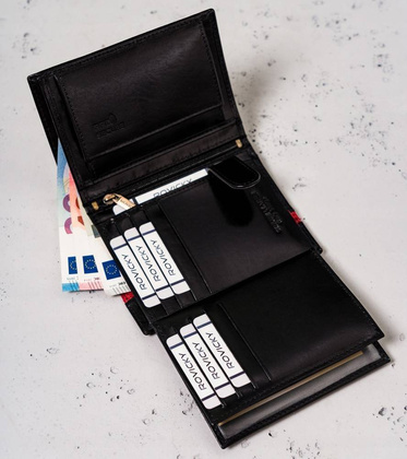 Pionowy portfel męski ze skóry naturalnej