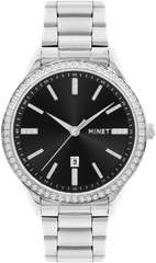 MINET Srebrno-czarny zegarek Avenue