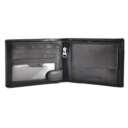 Skórzany portfel męski z łańcuchem Peterson Czarny