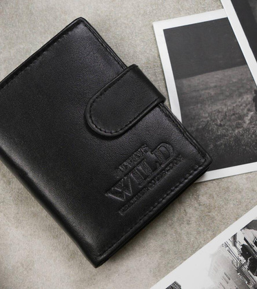 Elegancki, skórzany portfel męski na zatrzask