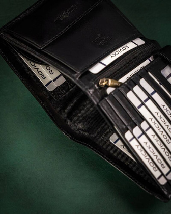 Skorzany duzy portfel meski z systemem RFID