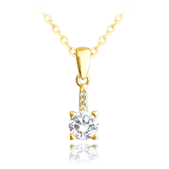 MINET Pozłacany elegancki naszyjnik srebrny z białą cyrkonią