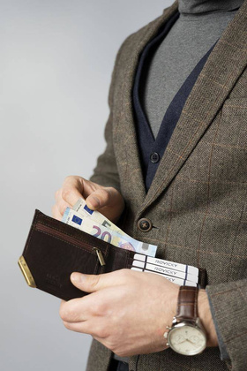 Portfel męski ze złotym akcentem Rovicky Brązowy