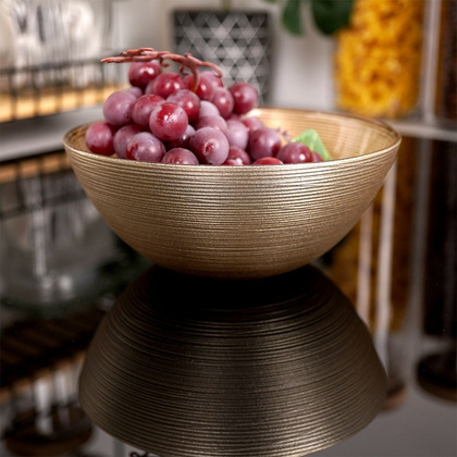 Miska salaterka szklana do sałatek złota okrągła 15 cm 600 ml