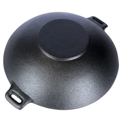 Patelnia żeliwna wok talerz żeliwny z dwoma uchwytami okrągła 30 cm