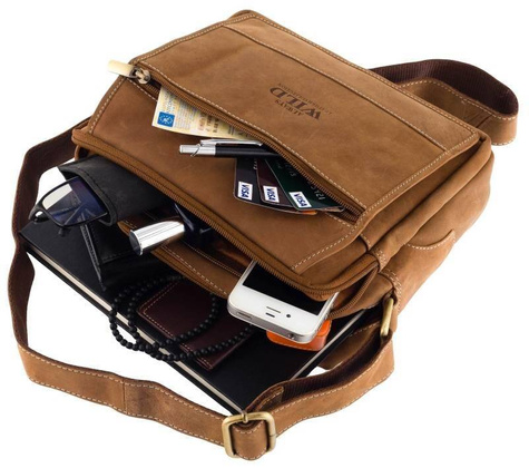 Skórzana męska listonoszka na ramię