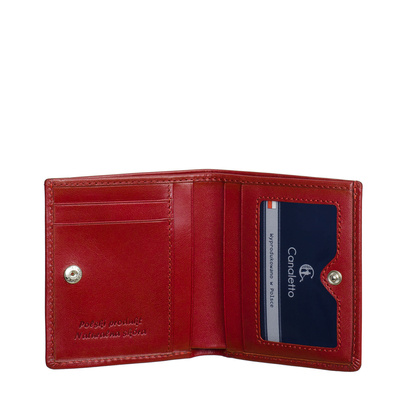 Mały czerwony portfel damski RFID Canaletto z skóry licowej garbowanej roślinnie PD1031s165gr RFID