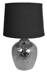 Lampa ceramiczna srebrna z czarnym abażurem