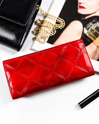 Duzy skorzany portfel damski na zatrzask