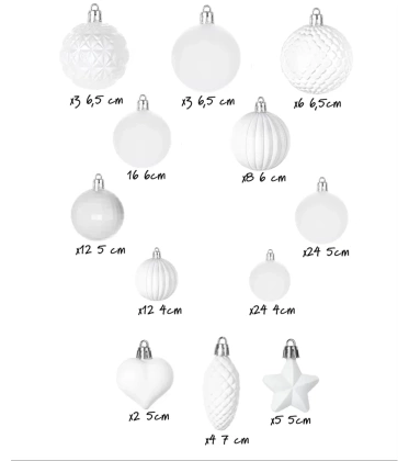 Bombki choinkowe komplet 120 szt. nietłukących plastikowych bombek - Biały