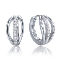 MINET Kolczyki srebrne pierścienie z białymi cyrkoniami