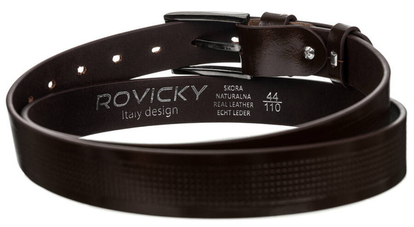 Pasek meski ze skory naturalnej licowej z ozdobnym tloczeniem