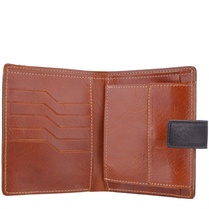 Portfel męski skórzany KEMER 366M/J Czarny / Jasny Brąz - min. zamówienie 20 / 50 / 100 szt.