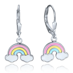 MINET Dziecięce srebrne kolczyki tęcza