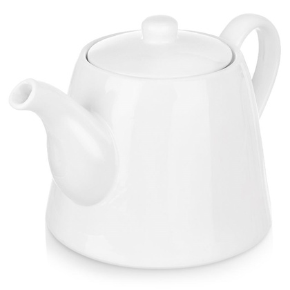 Dzbanek porcelanowy z uchwytem i pokrywką do kawy herbaty biały LUNA 2 l