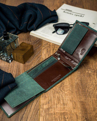 Piękny kolorowy portfel męski skórzany