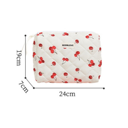 Kosmetyczka damska pikowana w wisienki 19 x 24 x 7cm KS124