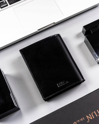 Elegancki duzy portfel meski ze skory naturalnej