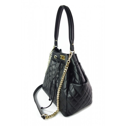 Włoski pikowany worek -sakiewka, listonoszka złoto ,łańcuszek ,skóra savage  WCH33N