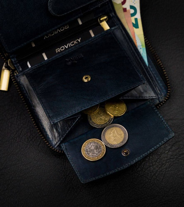 Pionowy portfel męski na zamek z przeszyciami, skóra naturalna