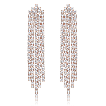 MINET Rose gold luksusowe kolczyki srebrne z białymi cyrkoniami