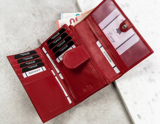 Poziomy portfel damski ze skóry naturalnej z systemem rfid