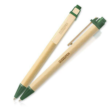 Długopis tekturowy z drewnianym klipsem / Recypen