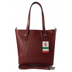 Klasyczna Włoska torebka skórzana na ramię mieści A4 ,Vera Pelle , Bordowa  MVN14R