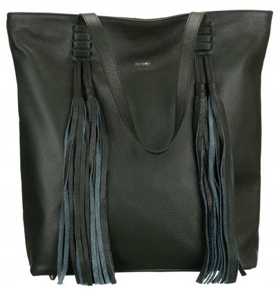 Shopperka damska z frędzlami Rovicky Zielona