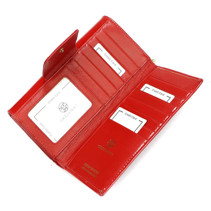 Portfel damski skórzany LS-122 Czerwony Duży