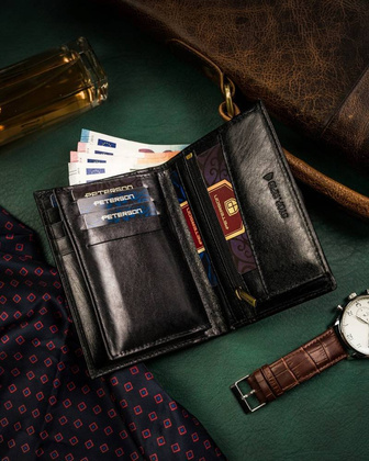 Duzy skorzany portfel meski bez zapiecia