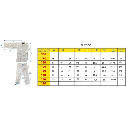 KIMONO ENERO JUDO AIKIDO 150CM BIAŁE