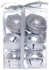 Zestaw 12 dzwonków renifera srebrnych w pvc