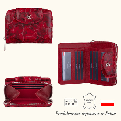 Czerwony portfel damski Canaletto – elegancja, funkcjonalność i ochrona RFID PD1266s90