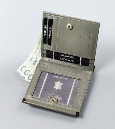 Kwadratowy portfel damski ze skóry naturalnej, z ochroną RFID